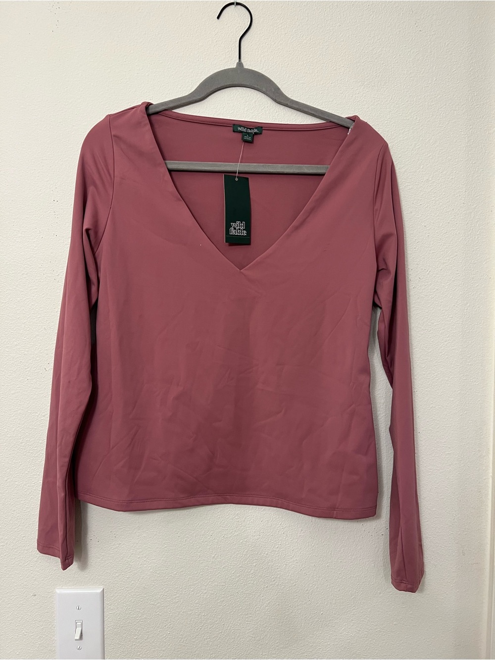 wild fable Dusty Rose V-Neck Long Sleeve Top